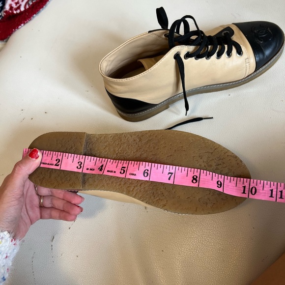 Chanel nude beige black cc logo boots booties with certificate of authenticity - Picture 9 of 17